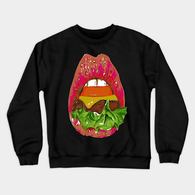 burger lips Crewneck Sweatshirt by lazykitty